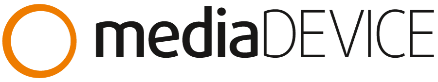 mediaDEVICE Logo invers RGB ohne Studio